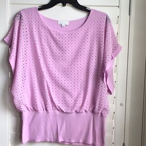 Joseph A womens lilac perforated lined s/s blousy top